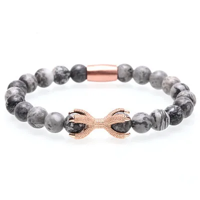 Rose gold Mcllroy мужские браслеты/каменные бусы/медное покрытие золотой Орел подвеска в виде когтей браслеты для женщин ювелирные изделия браслеты ручной работы мужской подарок - Окраска металла: Rose gold