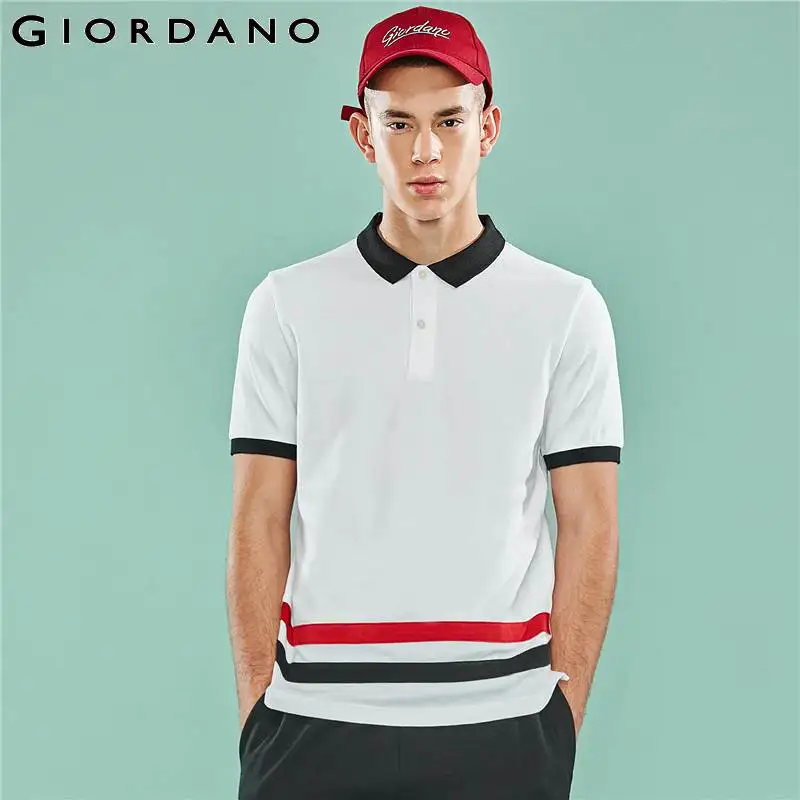 Giordano Мужская рубашка поло контрастная цветная эластичная Пике хлопок спандекс