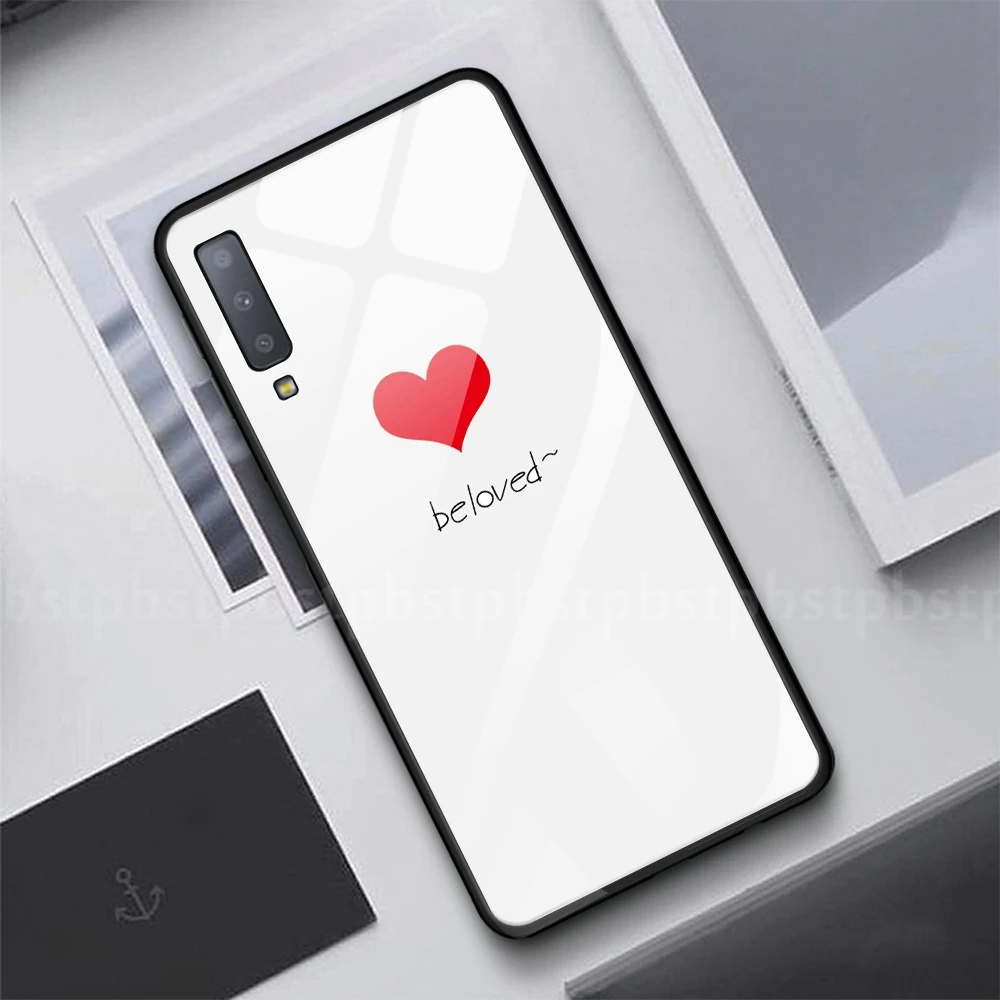 С узором из сердечек костюм закаленное Стекло чехол для samsung Galaxy A70 A50 A30 A20 A10 M20 S9 S8 S10 плюс A7 Note 8 9 S10e A50 крышка - Цвет: 02