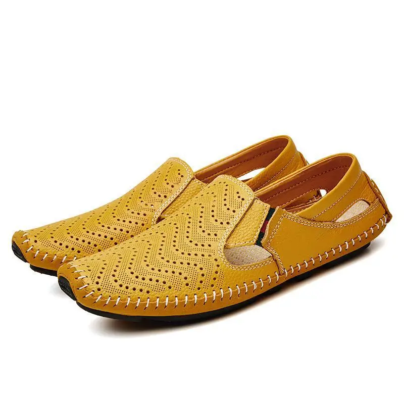 Summer Men Loafers Genuine Leather Casual Shoes Fashion Slip On Driving Breathable Moccasins |