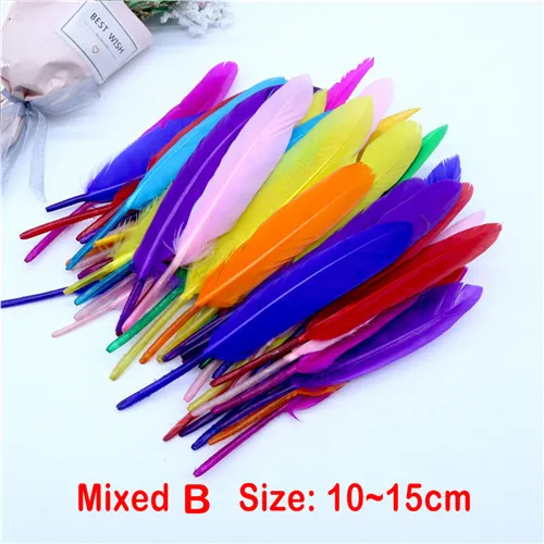 Mixed B-50pcs Натуральные утиные и гусиные перья 4-20 см цветные перья для свадебной вечеринки, украшения для самодельного изготовления, перья - Цвет: Mixed B-50pcs