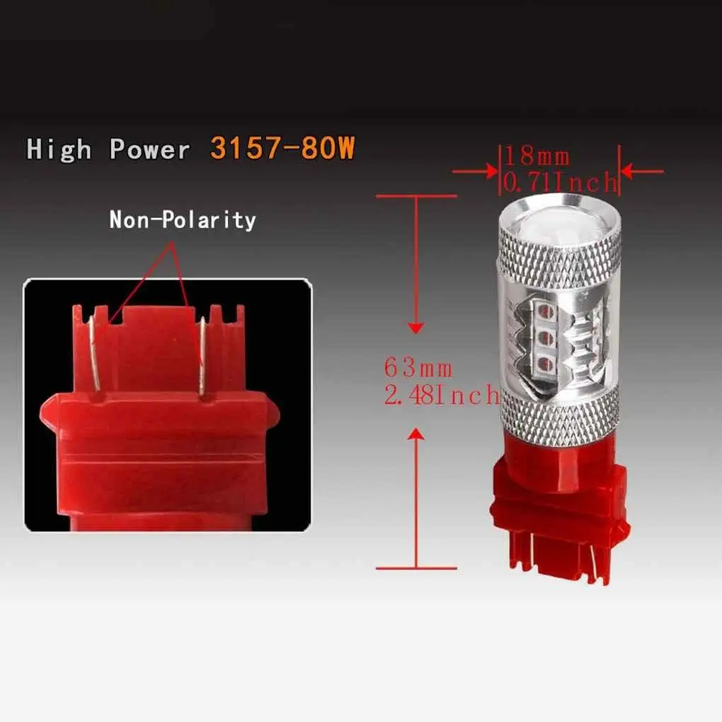 

2pcs 3157 Red LED Strobe Brake Tail Light High Power flash LED Prevent Rear-end Collision External Lights 12V-24V
