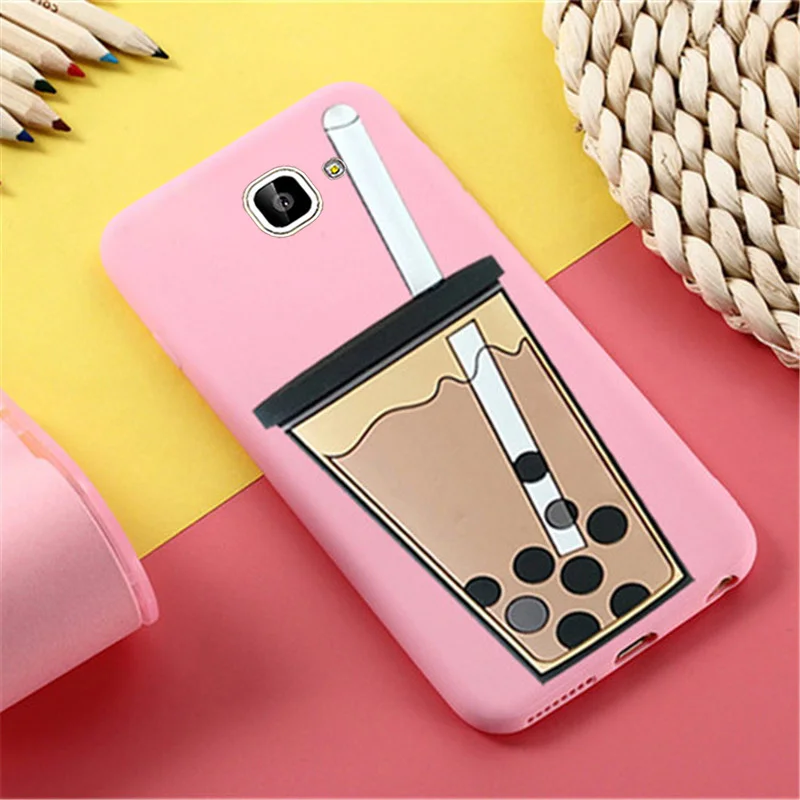 Cute 3D Cartoon Milk tea Cup Phone Case For Samsung Galaxy J7 DUO 2018 SM-J720F J720 Soft TPU Cover Max G615F Capa |