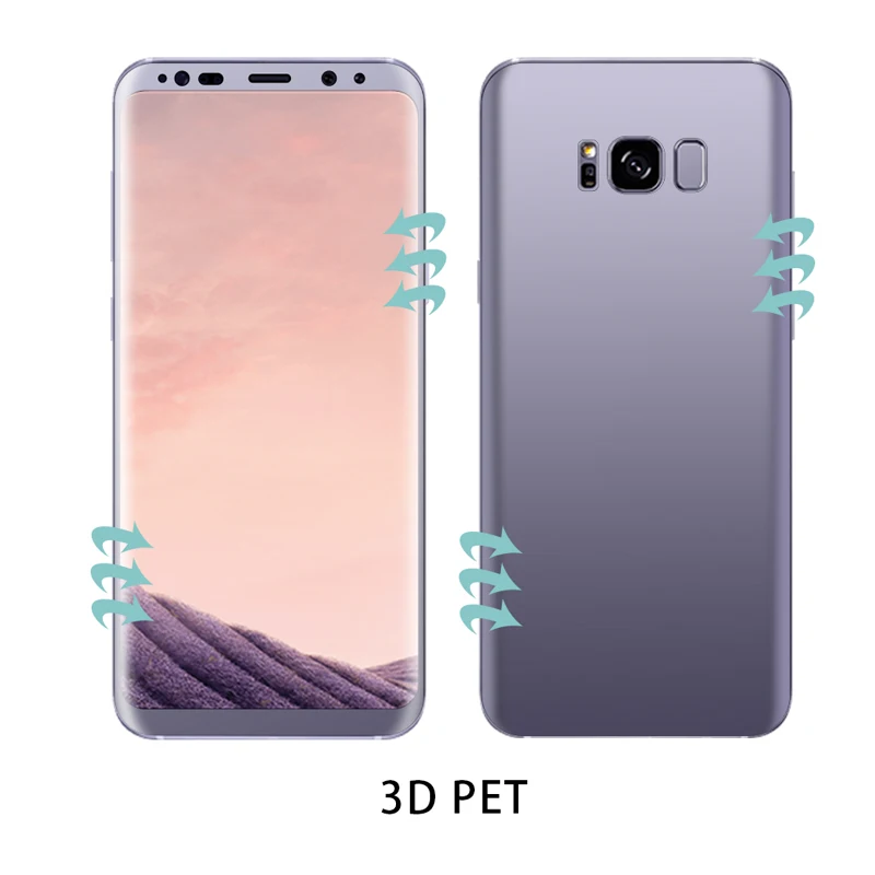 Для samsung Galaxy S7 edge S8 S8 Plus Передняя и задняя гальванические ПЭТ полное покрытие протектор экрана 3D изогнутая мягкая пленка не Glas