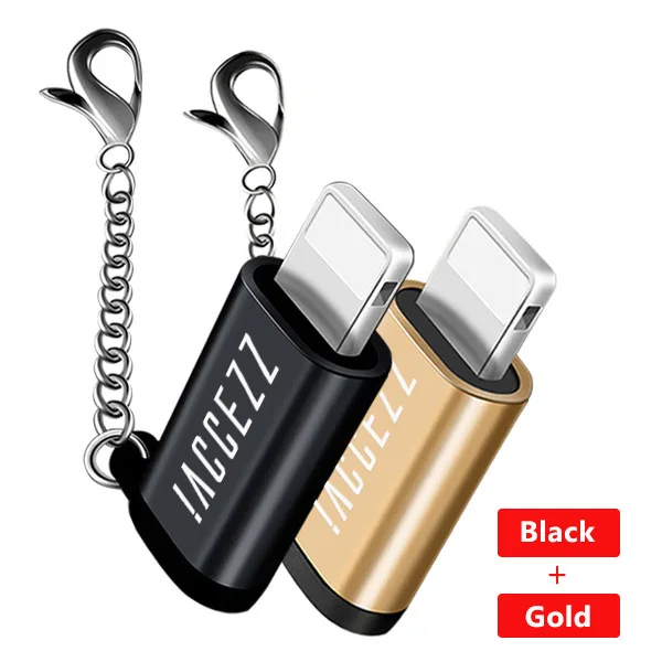2PC ACCEZZ Mini Micro USB для освещения 8 Pin для Apple адаптер с брелоком для iphone X XS XR 6 7 Plus синхронизация зарядное устройство OTG конвертер - Цвет: 2PC