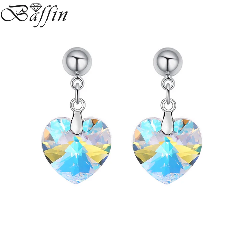 Женские серьги подвески BAFFIN модные оригинальные с кристаллами SWAROVSKI сердцем