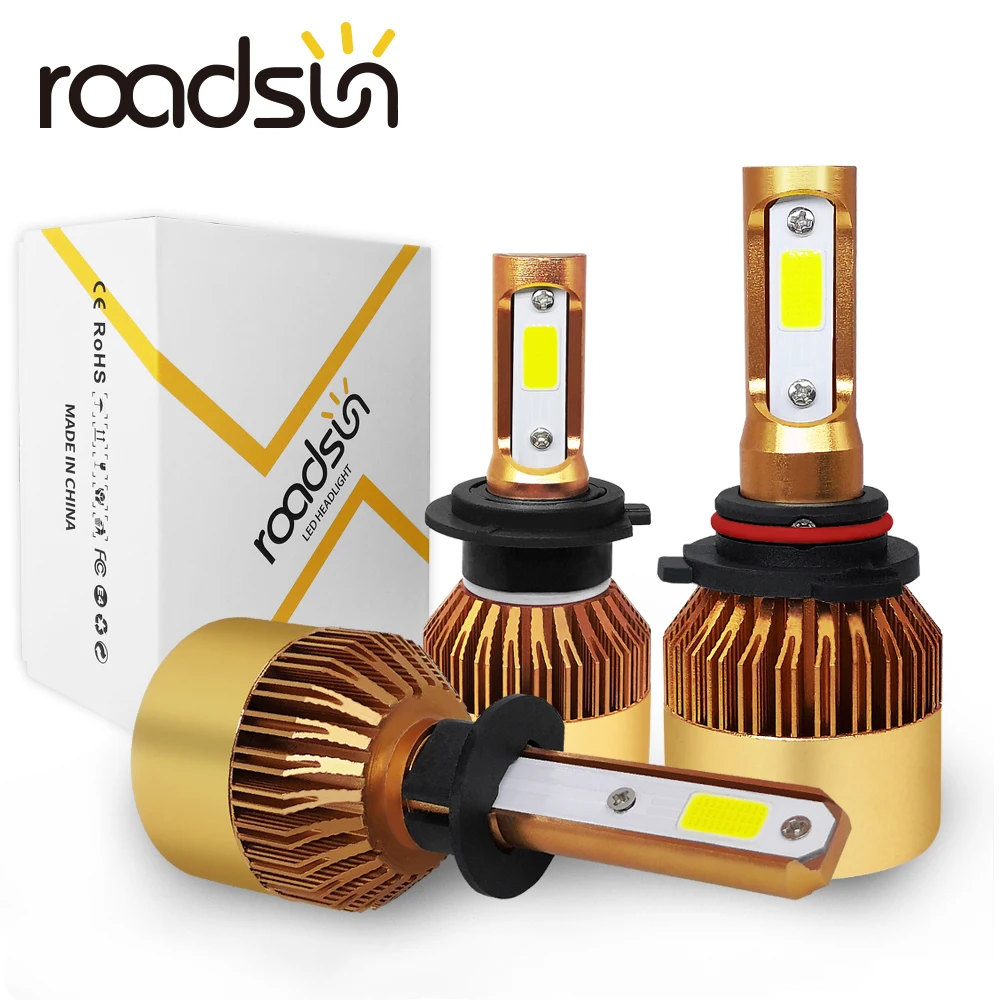 Roadsun H7 H4 светодиодный головной светильник лампы комплект 6000K 60W 12V 8000LM H3 H11 H1 H8 H9 9005
