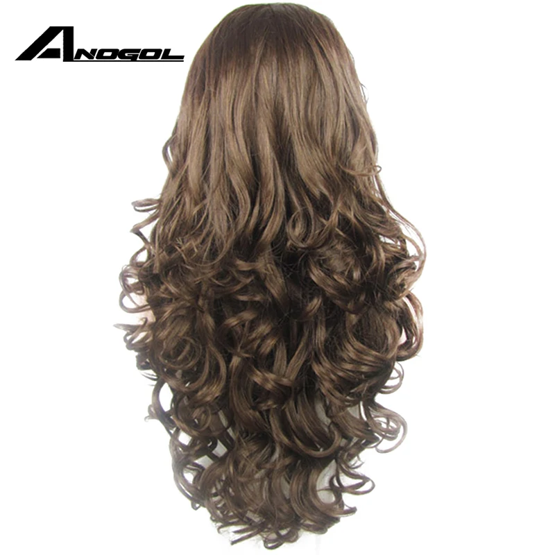 Anogol Высокая температура волокна 2 # темно коричневый синтетические кружевные