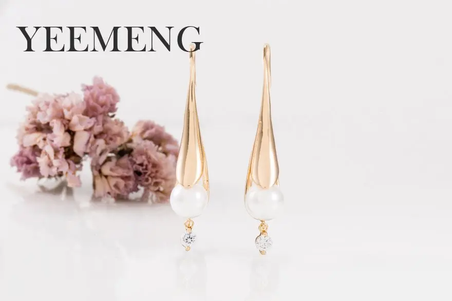 YEEMENG, новинка, имитация жемчуга, длинные серьги для женщин, модные свадебные Роскошные ювелирные изделия, розовое золото, белый цвет, натуральный циркон, висячие серьги
