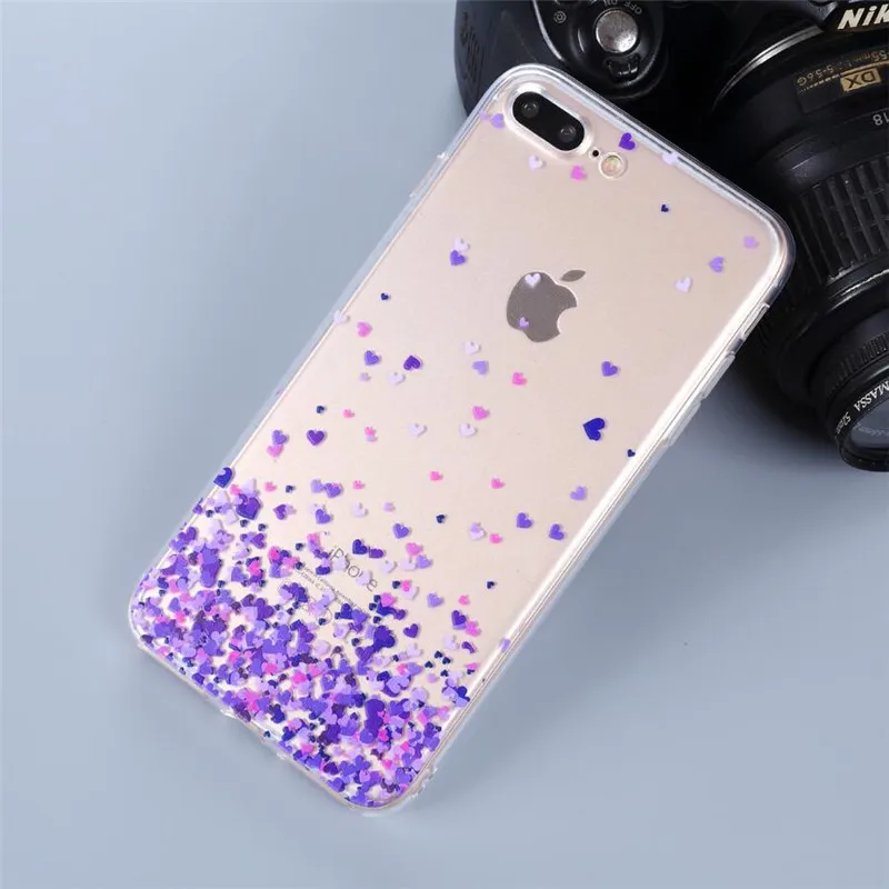 Soft Silicone Phone Case For iphone 5 5s s SE 6 6s 7 8 Plus X XS Max XR Transparent TPU Butterfly Love Hearts Pattern Coque |