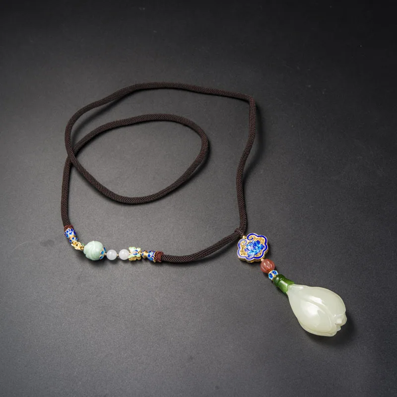 

925 Silver Baked Blue Ruyi Magnolia Pendant