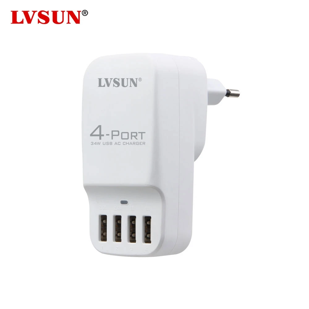 Сетевое зарядное устройство LVSUN с 4 USB-портами 34 Вт 6 8 А | Электроника
