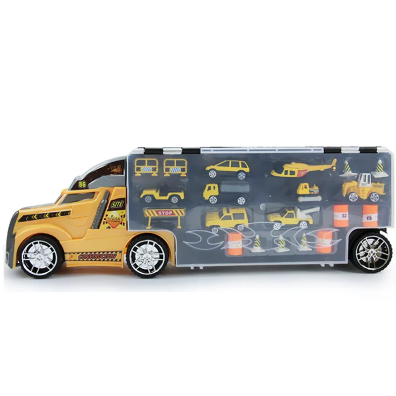 21 в 1 детская игрушка конструктор грузовик набор Diecasts Обучающие 1:24 транспорт автомобили Перевозчик инженерные транспортные средства для мальчиков - Цвет: Normal pacakge