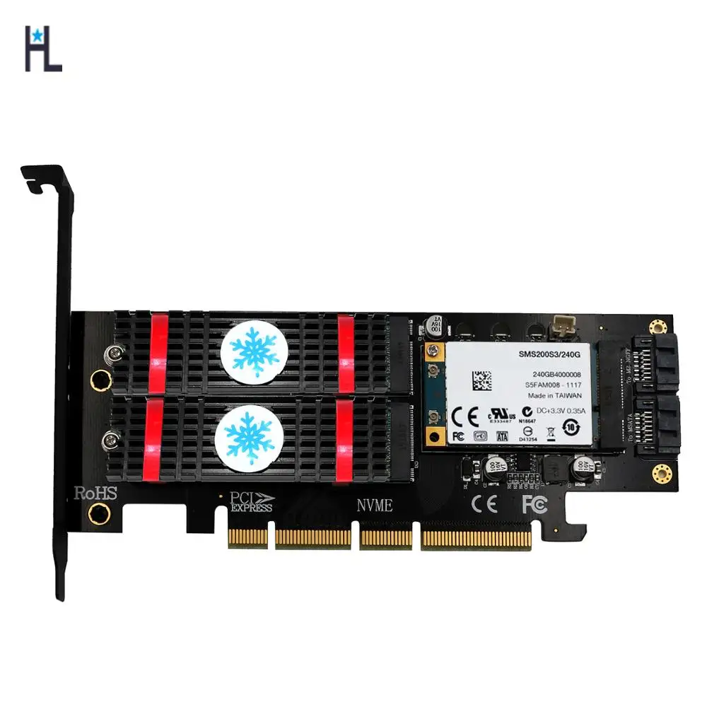 Обновление версии 3 в 1 Msata и M.2 NGFF NVME SATA SSD до PCI-E 4X и SATA3 адаптер с радиатором