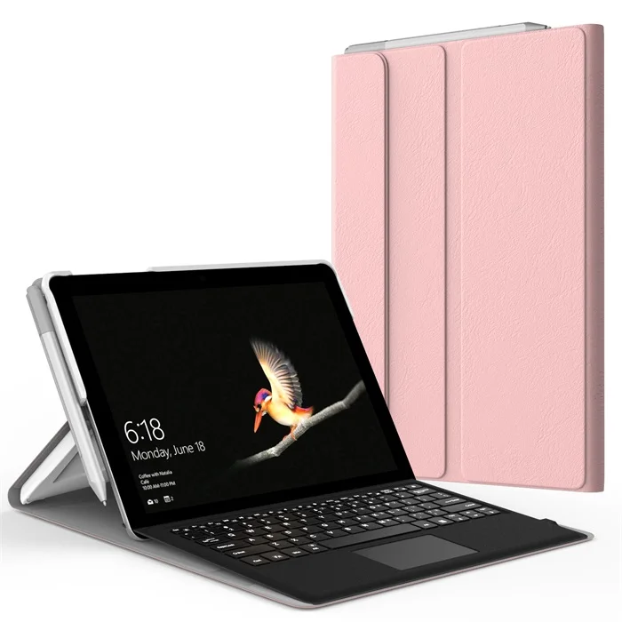 Чехол для microsoft Surface Go 10, несколько углов обзора Портфолио бизнес-Обложка с петля для карандаша для поверхности Go чехол - Color: Rose Gold