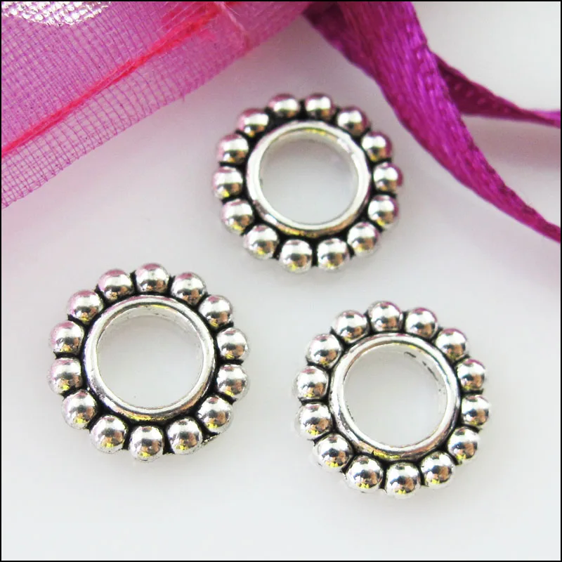 70Pcs Tibetan Silver Color Round Circle Spacer Beads Charms 10mm | Украшения и аксессуары