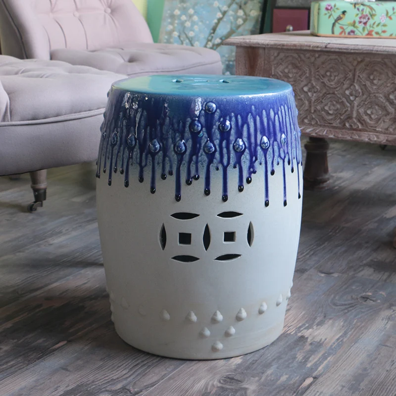 

Jingdezhen hand Glazed Ceramic Drum Stool Nordic Style Simple Creative Home Furnishings Soft Decorative porcelain ceramic Stool