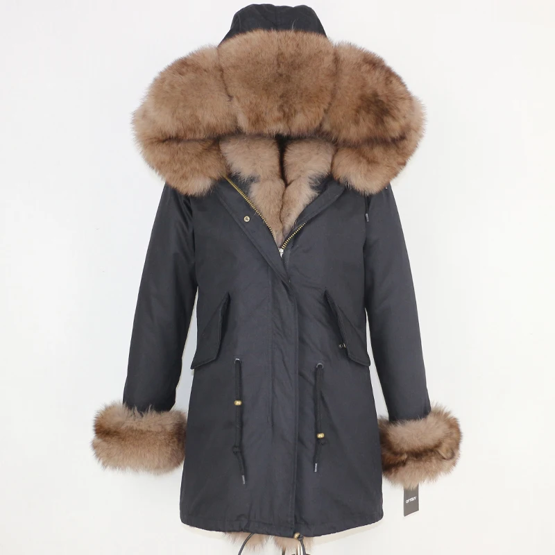 OFTBUY, зимняя куртка, Женское пальто с натуральным мехом, брендовая Роскошная длинная парка, большой натуральный Лисий мех, уличная одежда, толстая теплая, 3 в 1 размера плюс