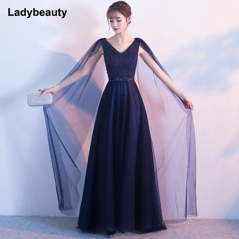 Женское вечернее платье с бисером Ladybeauty длинное ТРАПЕЦИЕВИДНОЕ свадебное для