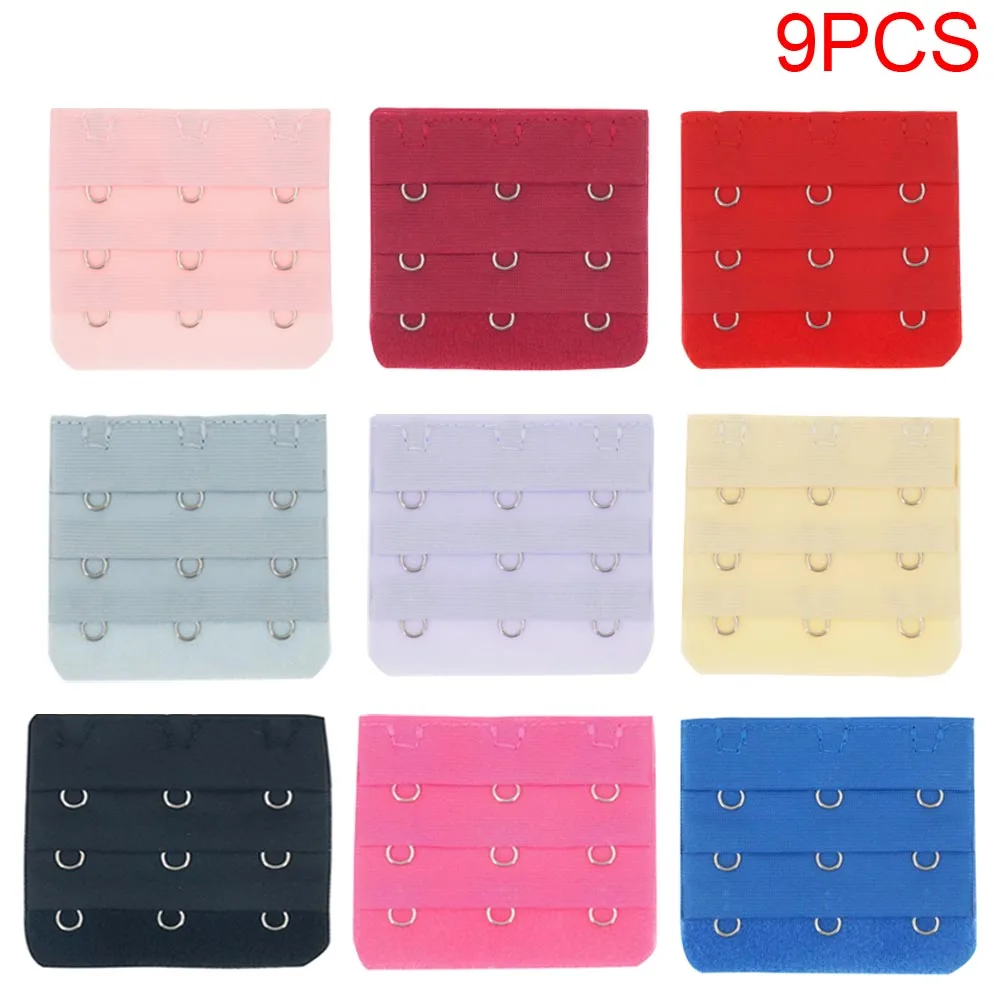 9 pcs 9 шт./5 шт., сделай сам, крючки с пряжками для бюстгальтера, 3 пряжки/3 ряда, для женщин, удлинитель для бюстгальтера, увеличивающий рост, нижнее белье, регулируемый размер ремешка - Цвет: 9 pcs