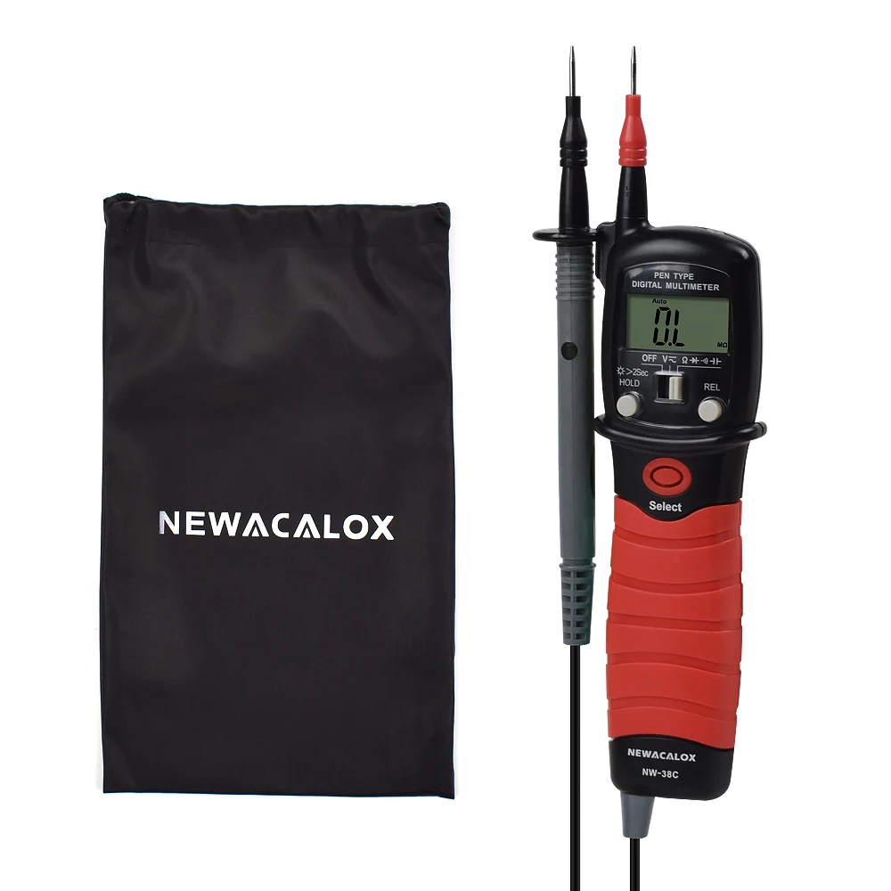 NEWACALOX Ручка Тип Цифровой мультиметр AC/DC измеритель напряжения Ручной Подсветка сопротивление диода Емкость тестер измерительный инструмент