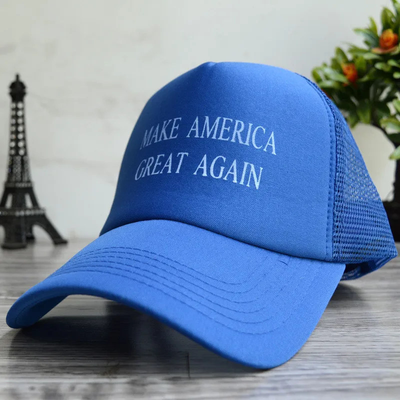 Горячая Сделать Америка большой снова шляпа шапка Дональда Трампа в стиле Республиканской партии США отрегулировать сетки бейсболка Патриоты шляпа козырек для президента - Цвет: 908215 blue