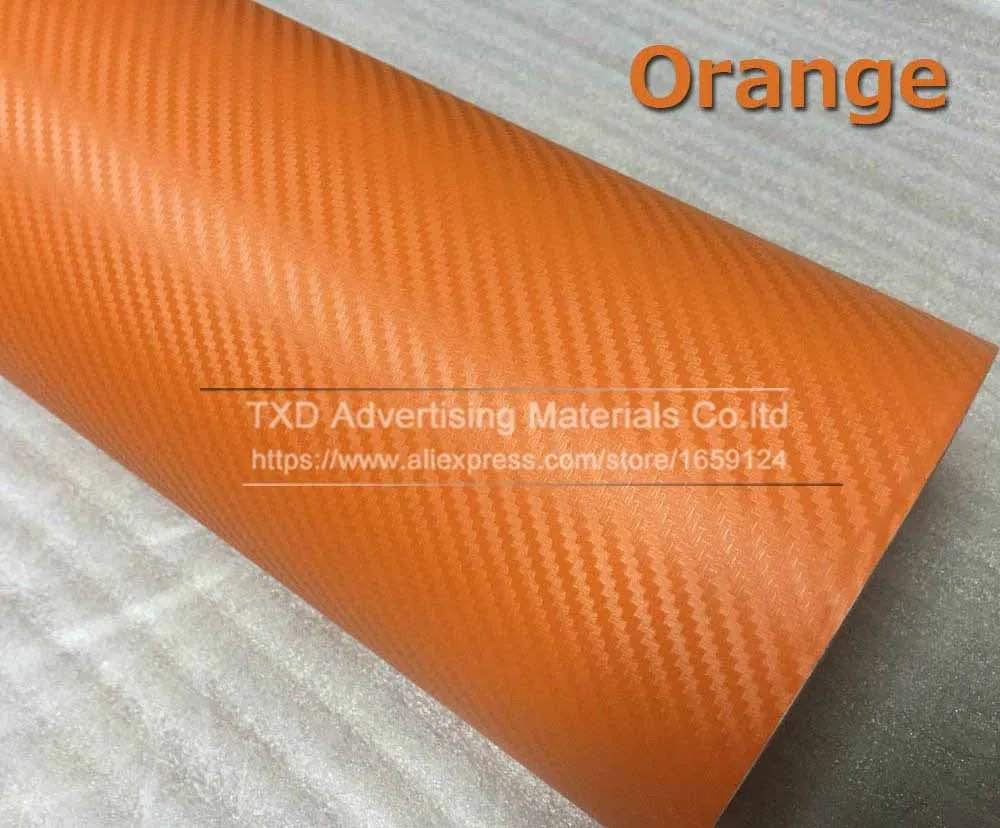 Orange 30x127 см(1" X 50") темно-красный 3D углеродного волокна виниловая наклейка пленка кузова автомобиля/интерьерный декорационный 3D пленка из углеродистого волокна пленка 16 Цвета - Название цвета: Orange