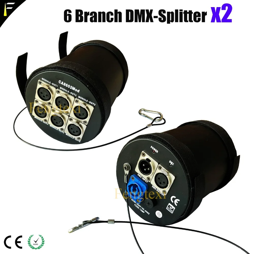 2 единицы D6 филиал DMX сплиттер 6 каналов DMX512 модульный разделитель усилитель