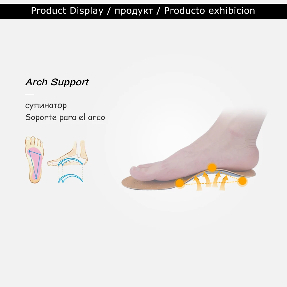 EXPfoot  Orthopedic Foot Care Insole Leather Latex Antibacterial Active Carbon Orthotic Arch Support Instep Flat Foot Shoes Pad