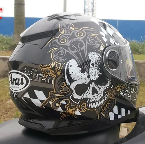 Полнолицевой шлем ARAI run двойной объектив шлем мотоциклетный шлем потрясающий Цвет Череп