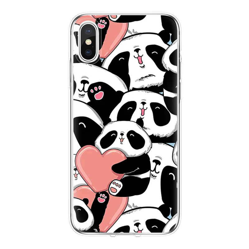Panda TPU Case For iPhone 5S SE 6 6S 7 8 Plus X XR XS Max For Xiaomi Redmi S2 K20 7 6A Mi A1 A2 9 SE F1 Note 4X 5 6 7 Pro Funda - Цвет: xmaoxin