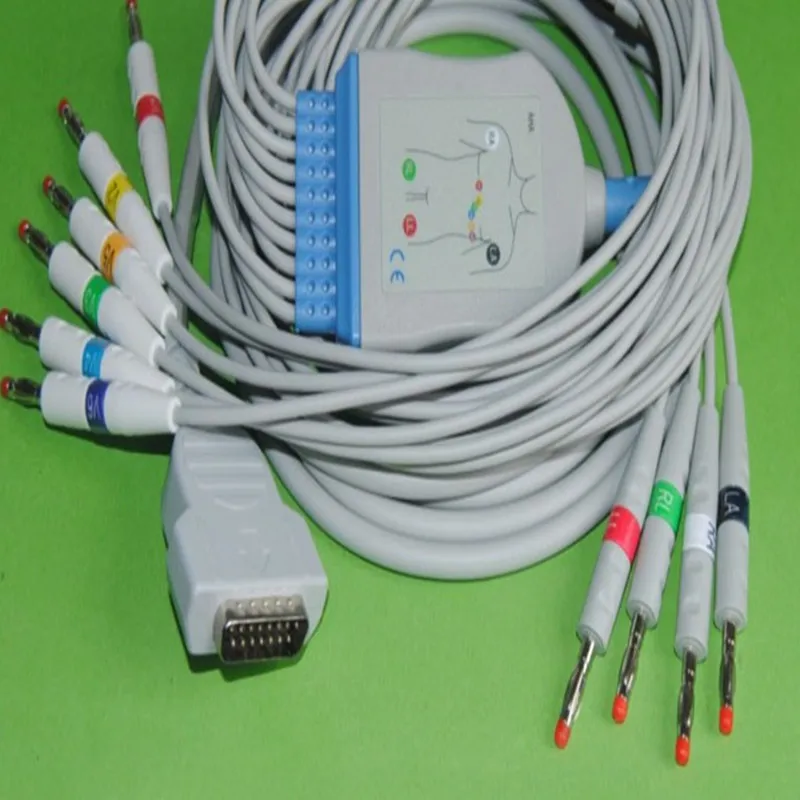 Бесплатная доставка совместимый с GE Marquette MAC400 MAC500 MAC1000 MAC1100/1200 EKG ECG кабель 10 свинцовых проводов AHA Banana 4 0