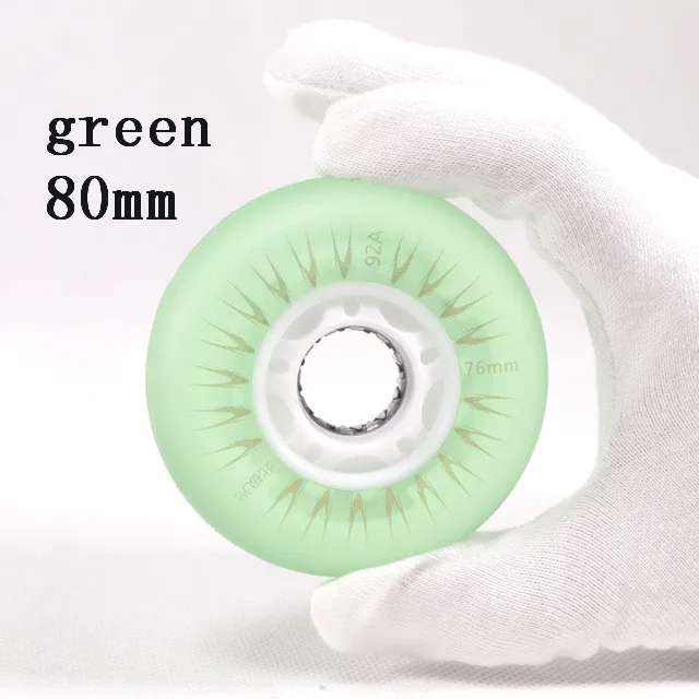 80mm green 2 шт./лот флэш роликовые коньки колеса 72/76/80 мм светящиеся роликовые коньки переносной скейт Родас мигающие колеса - Цвет: 80mm green