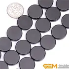 Монета с плоским основанием черный агат бусины натуральный камень бусины для изготовления ювелирных изделий нитка 15 дюймов DIY россыпью браслет ожерелье бисер