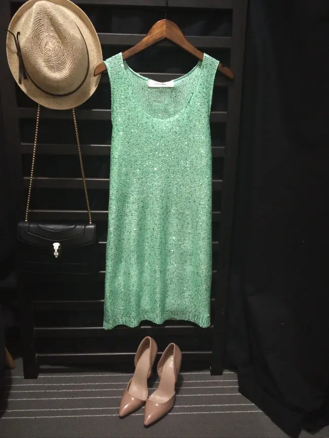 Cakucool женское летнее вязаное платье с блестками, облегающее, Vestido, сексуальное, с большим круглым вырезом, без рукавов, повседневное платье, шикарные вечерние Клубное длинное платье - Цвет: light green short