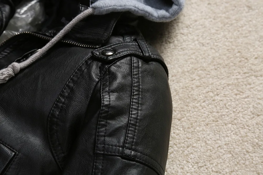 Детская кожаная куртка для мальчиков зимняя ветрозащитная из искусственной кожи