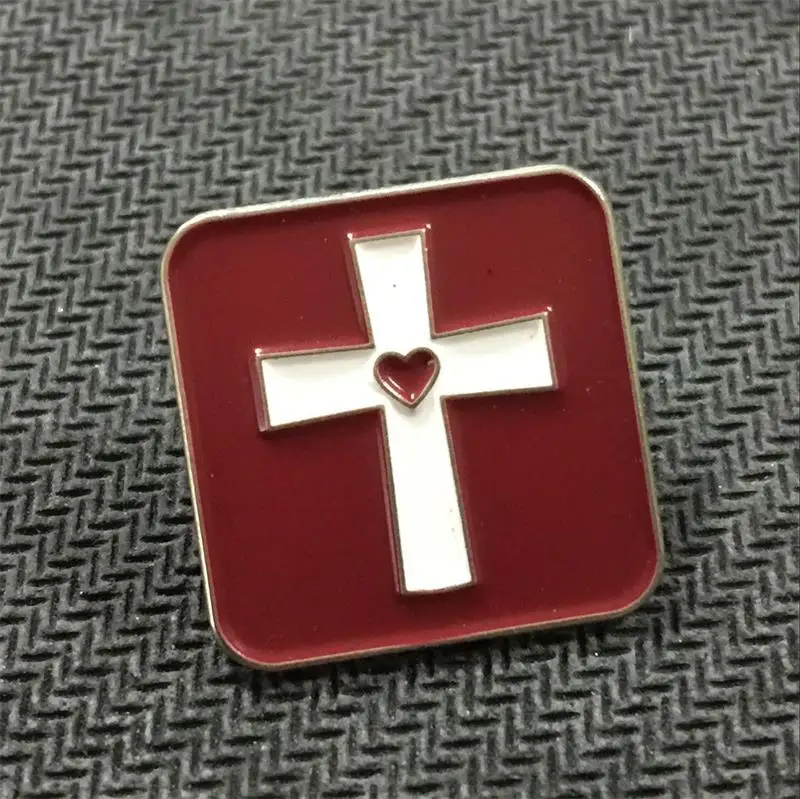 

Metal Cross Red Soft Enamel Square Lapel Pins custom oem metal badges