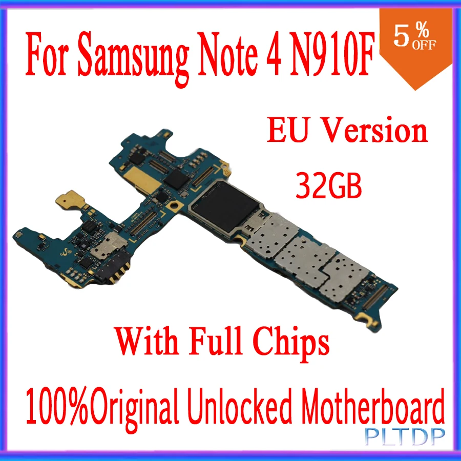 Европейская версия для samsung Note 4 N910F материнская плата 32 Гб материнская плата с чипами IMEI Хорошая рабочая материнская плата, оригинальная разблокировка