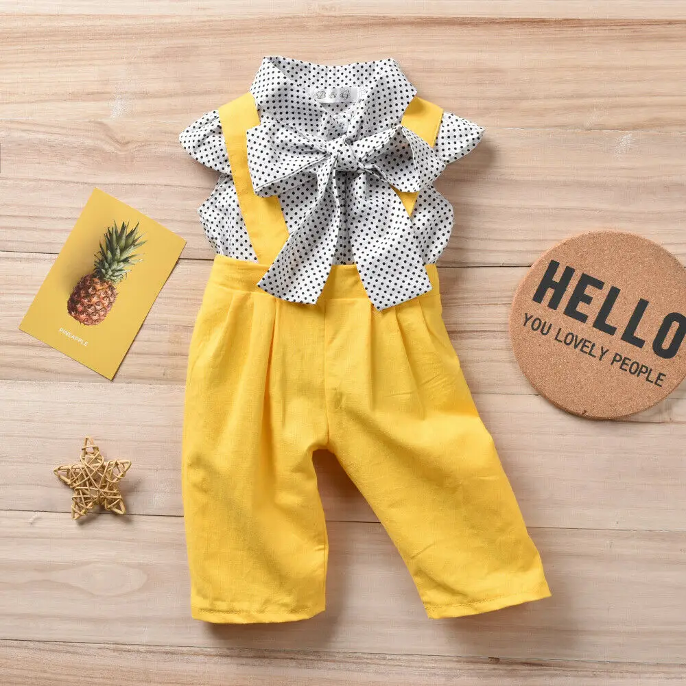 Комплект одежды из 2 предметов для маленьких девочек топ с отворотом и оборками