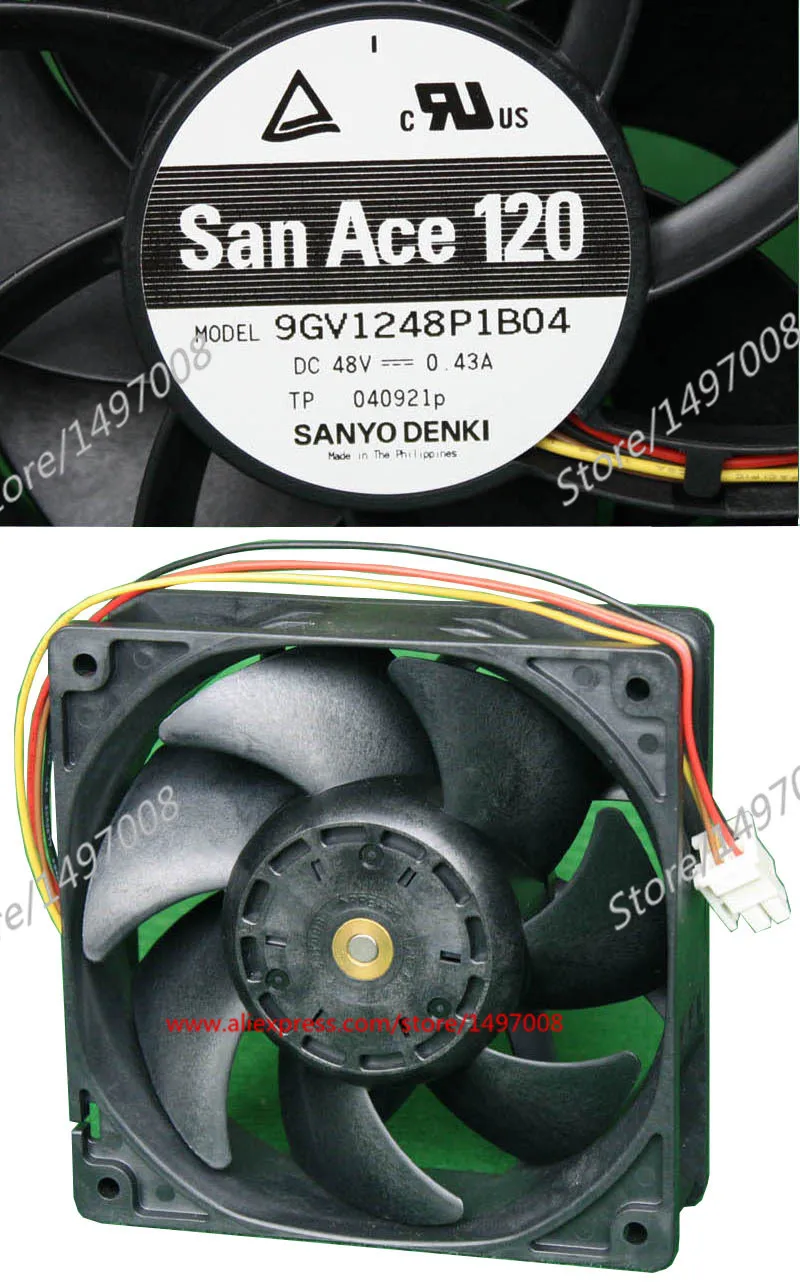 Вентилятор для охлаждения сервера Sanyo Denki 9GV1248P1B04 DC 48V 0.43A 120X120x38mm