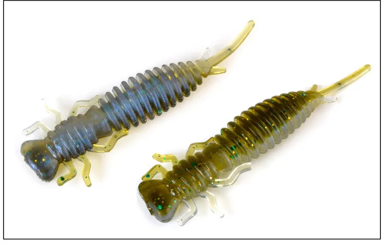 FISH KING 55mm 76mm 89mm Larva Fishing Lures 25colors Soft Plastic Lures Larva Freshwater Swimbait Silicone Soft Bait Worm