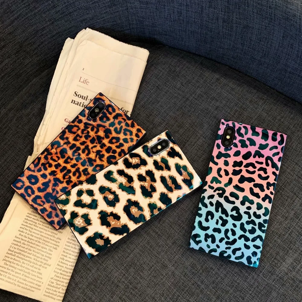 ORYKSZ For iphone X 6 6s 7 8 Plus Case Leopard print Pattern Tempered Glass Silicone Cases XS XR MAX Back Cover |