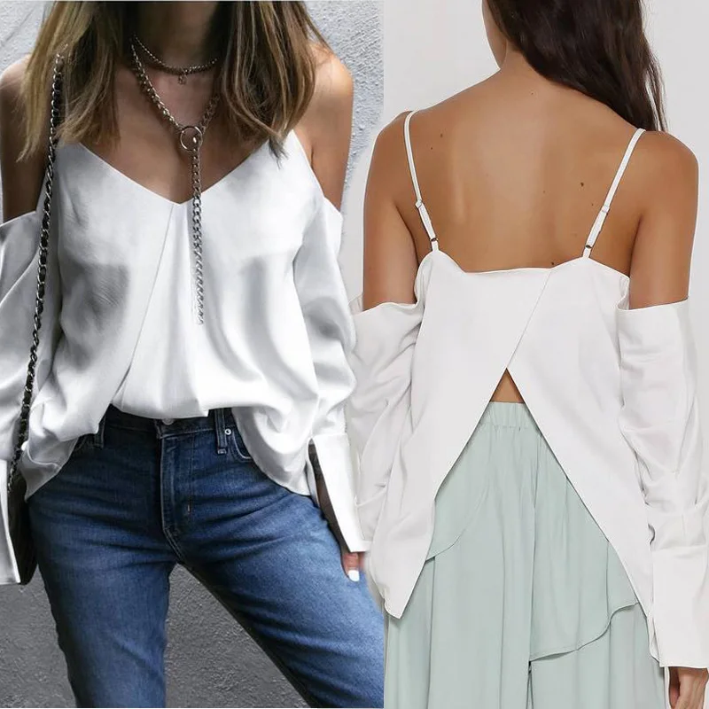 Fashion Ladies Casual Sexy Tops Women Summer Loose Top Long Sleeve Girls New Stylish Hot Blouse |