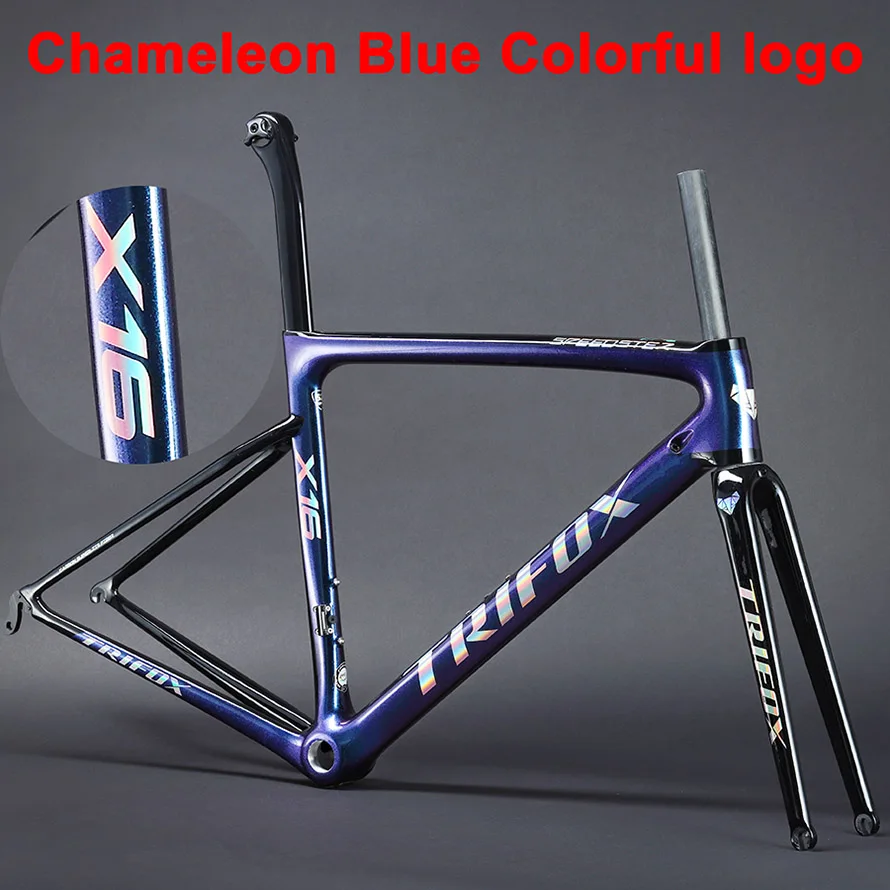Chameleon Blue Trifox заказной карбоновый дорожный каркас карбоновая рама для гоночного велосипеда глянцевая матовая BSA BB68 для DI2 Механическая рама - Цвет: Chameleon Blue