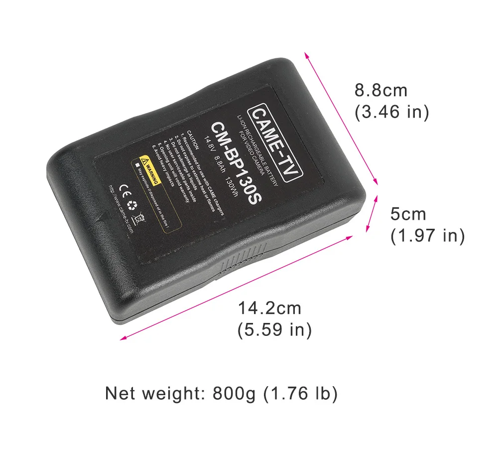 CAME-TV компактный литий-ионный аккумулятор с v-креплением 130Wh
