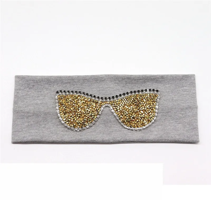 Light Grey Gold Женские солнцезащитные очки, повязки на голову, летняя мода, стразы, эластичная повязка на голову для девушек, леди, хлопок, твердая повязка, аксессуары для волос - Цвет: Light Grey Gold