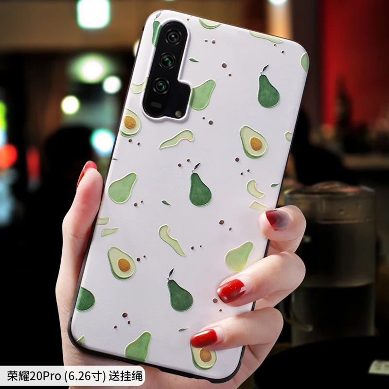 Honor20 мультяшный милый персиковый чехол с тиснением авокадо для huawei HONOR 20 PRO V20 20i Honor