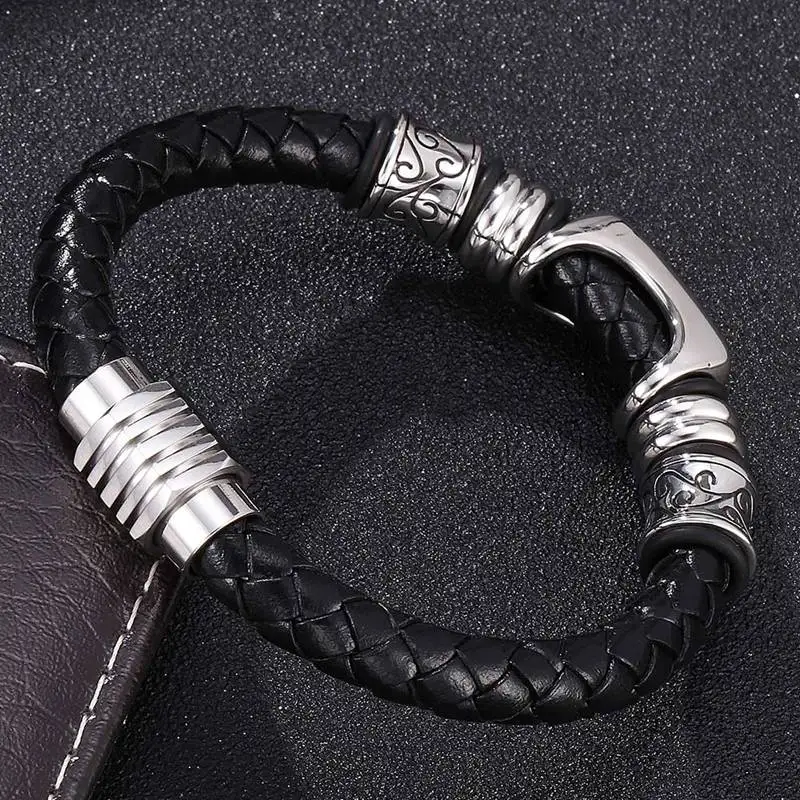 Новые модные мужские ювелирные изделия винтажный плетеный кожаный мужской