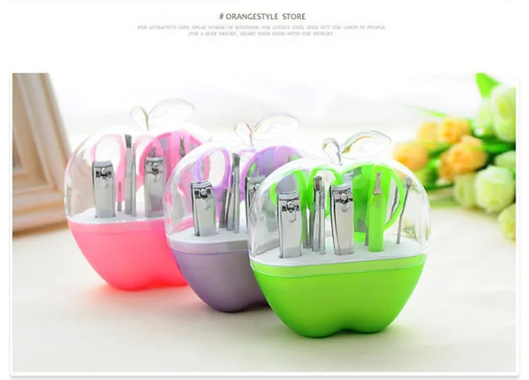 Модный стиль зеленый дизайн яблоко маникюрный набор свадебный душ сувениры +