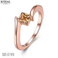 rose goldsilver colors fashion rings for women top quality yellow square clear brown crystal environmental ur419